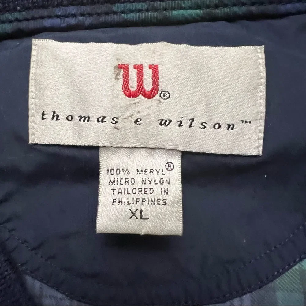 Vintage 90s Wilson Golf Windbreaker Blackwatch Plaid XL V Neck Pullover Jacket